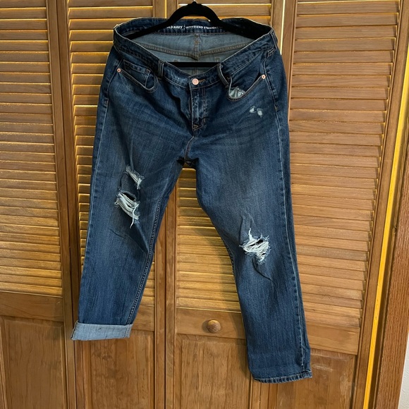 Old Navy Denim - Old Navy boyfriend straight destroyed look jeans size 12